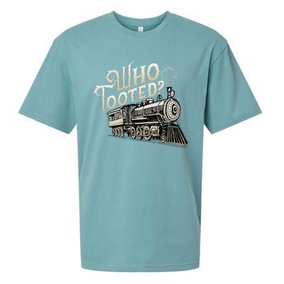 Who Tooted Train Lovers Funny Railway Railroad Conductor Sueded Cloud Jersey T-Shirt