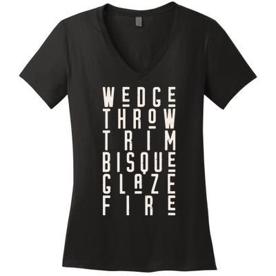 WEDGE THROW TRIM BISQUE GLAZE FIRE Pottery Ceramics Meme Women's V-Neck T-Shirt