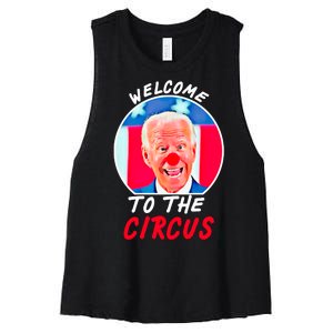 Welcome To The Circus Funny Anti Biden Clown Women's Racerback Cropped Tank