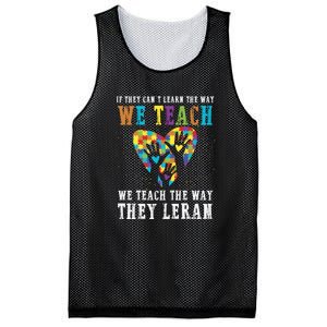 We Teach The Way They Lean Autism Awareness Month Mesh Reversible Basketball Jersey Tank