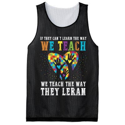 We Teach The Way They Lean Autism Awareness Month Mesh Reversible Basketball Jersey Tank