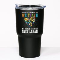 We Teach The Way They Lean Autism Awareness Month Tumbler