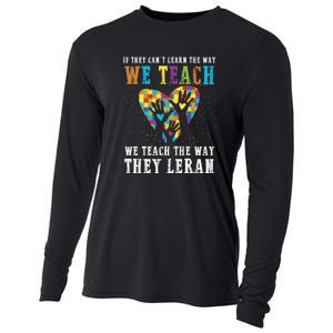 We Teach The Way They Lean Autism Awareness Month Cooling Performance Long Sleeve Crew