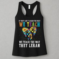 We Teach The Way They Lean Autism Awareness Month Womens Tank Top