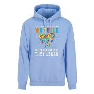 We Teach The Way They Lean Autism Awareness Month Unisex Surf Hoodie