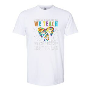 We Teach The Way They Lean Autism Awareness Month Softstyle CVC T-Shirt