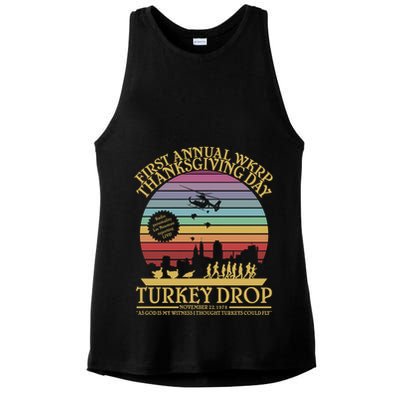 Wkrp Thanksgiving Turkey Drop Funny Ladies PosiCharge Tri-Blend Wicking Tank