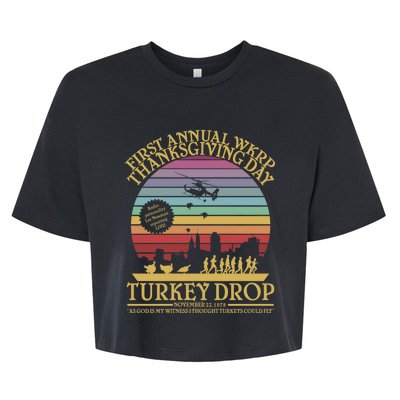 Wkrp Thanksgiving Turkey Drop Funny Bella+Canvas Jersey Crop Tee