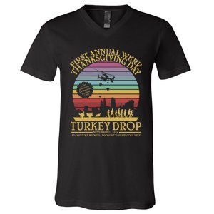 Wkrp Thanksgiving Turkey Drop Funny V-Neck T-Shirt