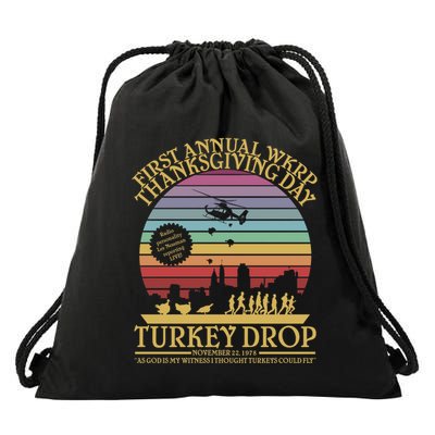 Wkrp Thanksgiving Turkey Drop Funny Drawstring Bag