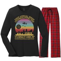 Wkrp Thanksgiving Turkey Drop Funny Women's Long Sleeve Flannel Pajama Set 