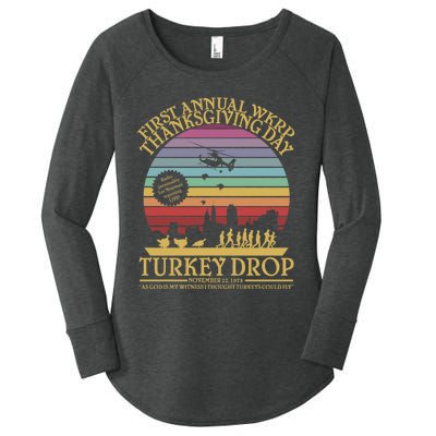 Wkrp Thanksgiving Turkey Drop Funny Women's Perfect Tri Tunic Long Sleeve Shirt