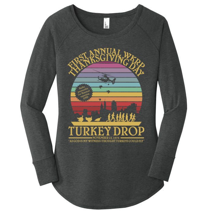 Wkrp Thanksgiving Turkey Drop Funny Women's Perfect Tri Tunic Long Sleeve Shirt