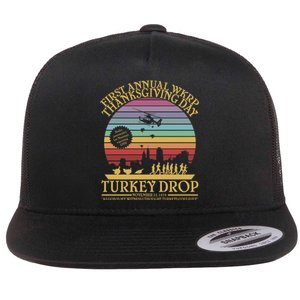 Wkrp Thanksgiving Turkey Drop Funny Flat Bill Trucker Hat