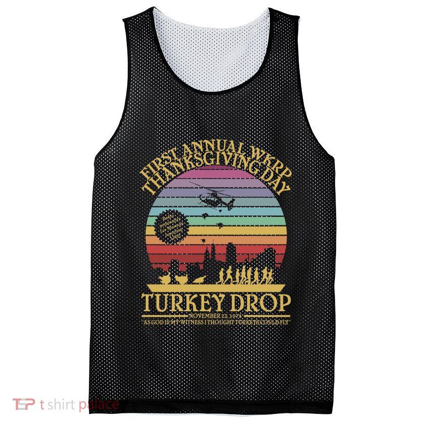 Wkrp Thanksgiving Turkey Drop Funny Mesh Reversible Basketball Jersey Tank