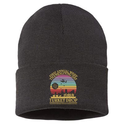 Wkrp Thanksgiving Turkey Drop Funny Sustainable Knit Beanie