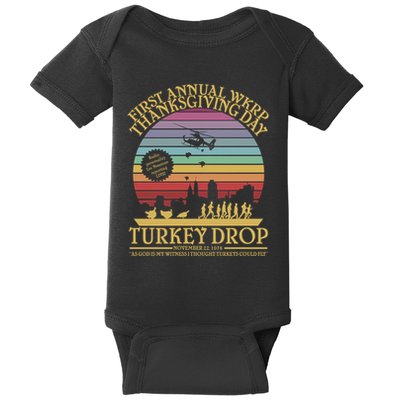 Wkrp Thanksgiving Turkey Drop Funny Baby Bodysuit