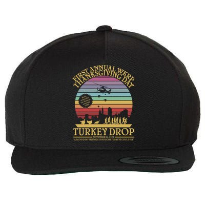 Wkrp Thanksgiving Turkey Drop Funny Wool Snapback Cap