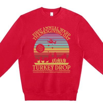 Wkrp Thanksgiving Turkey Drop Funny Premium Crewneck Sweatshirt