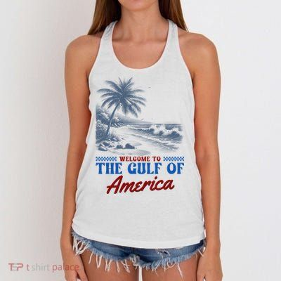 Welcome To The Gulf Of America Women's Knotted Racerback Tank