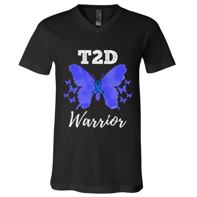 Warrior T2d Type 2 Diabetes Awareness V-Neck T-Shirt