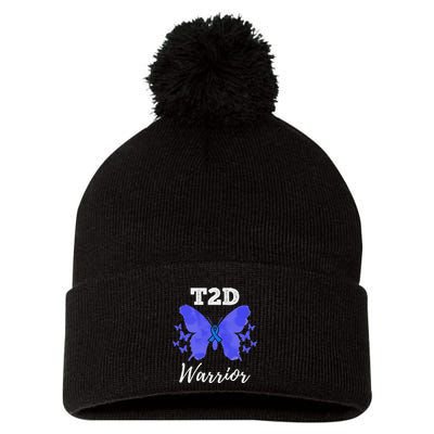 Warrior T2d Type 2 Diabetes Awareness Pom Pom 12in Knit Beanie