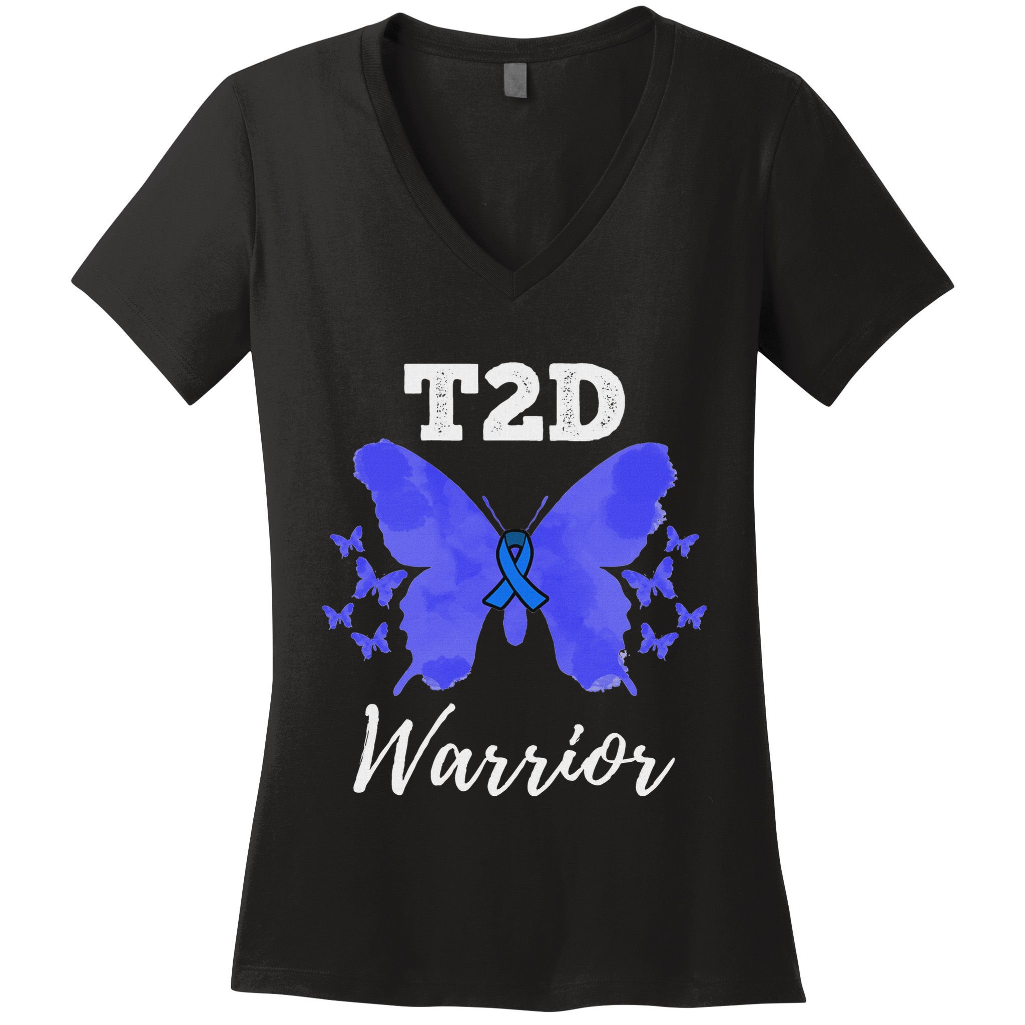 Warrior T2d Type 2 Diabetes Awareness Women's V-Neck T-Shirt
