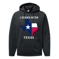 Welcome To Texas I Stand With The Texas Flag Performance Fleece Hoodie