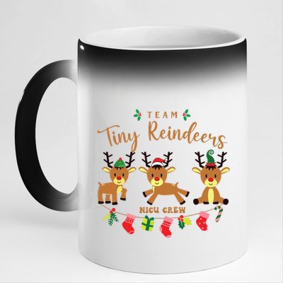 Women Team Tiny Reindeers Nicu Nurse Christmas Pajamas 11oz Black Color Changing Mug