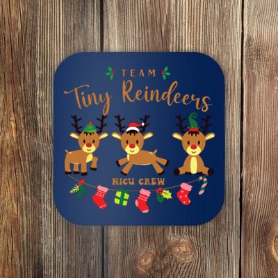 Women Team Tiny Reindeers Nicu Nurse Christmas Pajamas Coaster