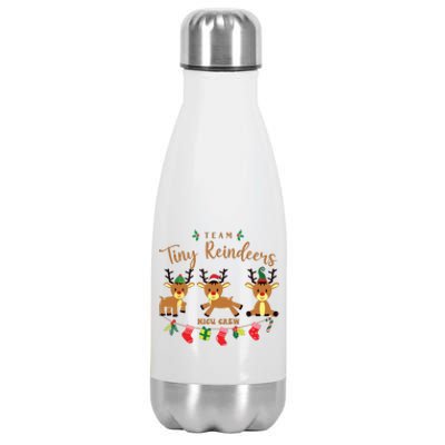 Women Team Tiny Reindeers Nicu Nurse Christmas Pajamas Stainless Steel Insulated Water Bottle