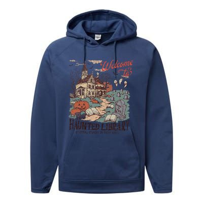 Welcome To The Haunted Library Spooky Librarian Halloween Performance Fleece Hoodie