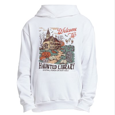 Welcome To The Haunted Library Spooky Librarian Halloween Urban Pullover Hoodie