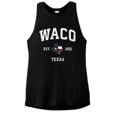 Waco Texas Tx Vintage State Flag Sports Ladies PosiCharge Tri-Blend Wicking Tank