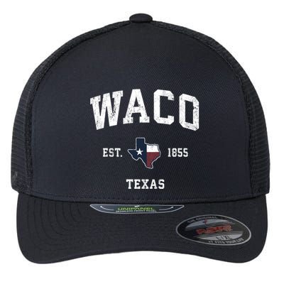 Waco Texas Tx Vintage State Flag Sports Flexfit Unipanel Trucker Cap