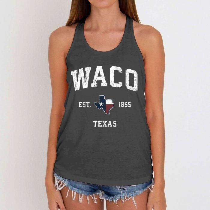 Waco Texas Tx Vintage State Flag Sports Women's Knotted Racerback Tank