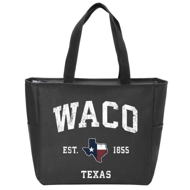 Waco Texas Tx Vintage State Flag Sports Zip Tote Bag