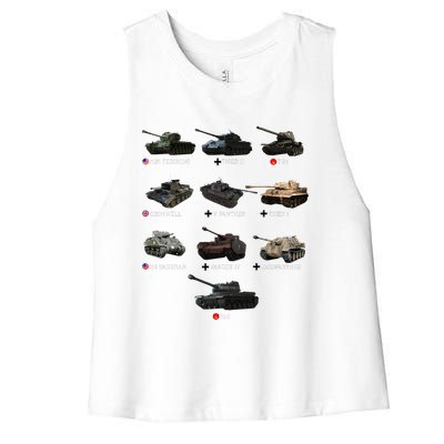 World Tanks Type American Enthusiast Military Lover Machine Women's Racerback Cropped Tank