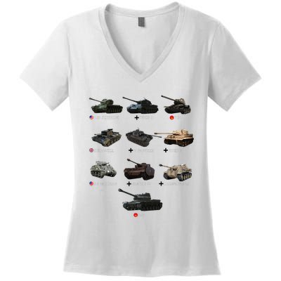 World Tanks Type American Enthusiast Military Lover Machine Women's V-Neck T-Shirt