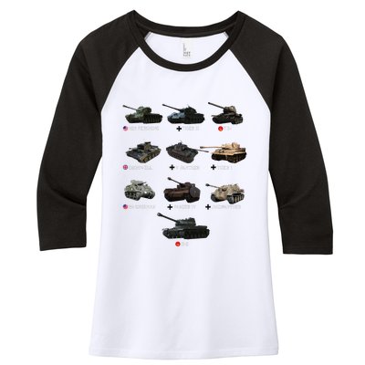 World Tanks Type American Enthusiast Military Lover Machine Women's Tri-Blend 3/4-Sleeve Raglan Shirt