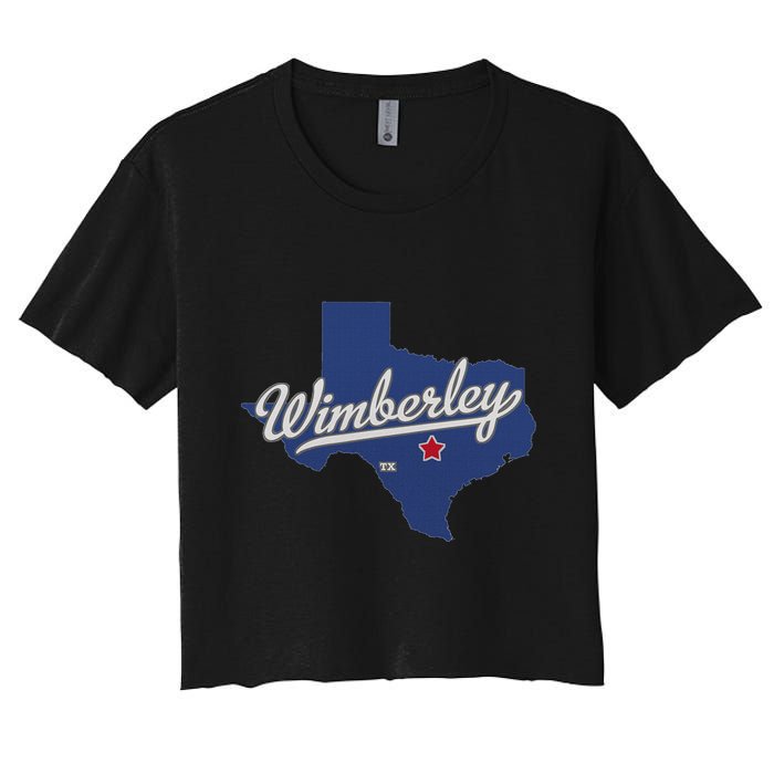 Wimberley Texas Tx Map Women's Crop Top Tee