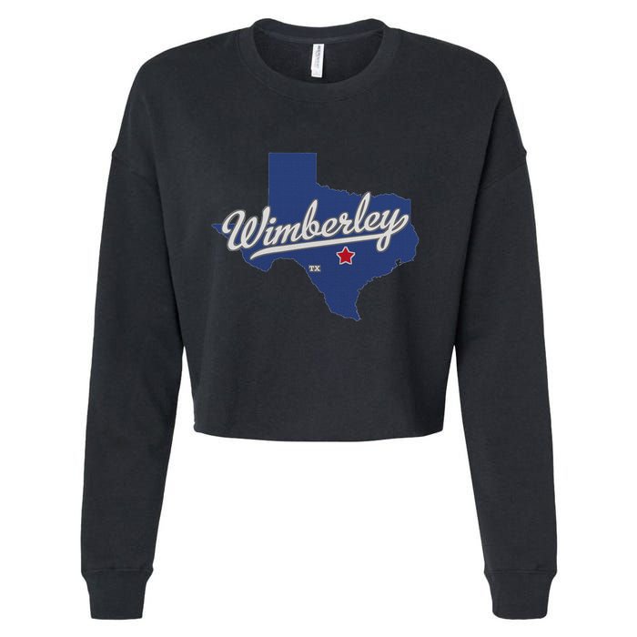 Wimberley Texas Tx Map Cropped Pullover Crew