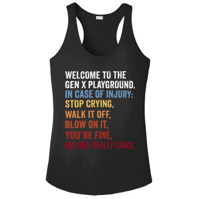 Welcome to the Gen X Playground Generation X 1980 Millennial Ladies PosiCharge Competitor Racerback Tank