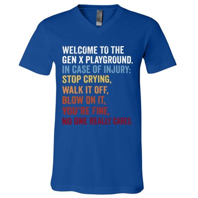 Welcome to the Gen X Playground Generation X 1980 Millennial V-Neck T-Shirt