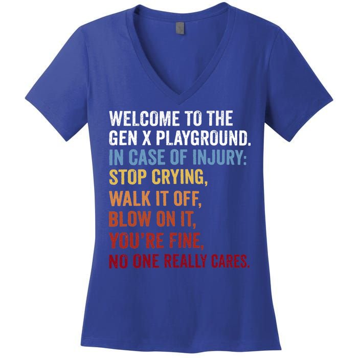 Welcome to the Gen X Playground Generation X 1980 Millennial Women's V-Neck T-Shirt