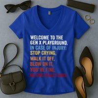 Welcome to the Gen X Playground Generation X 1980 Millennial Women's V-Neck T-Shirt
