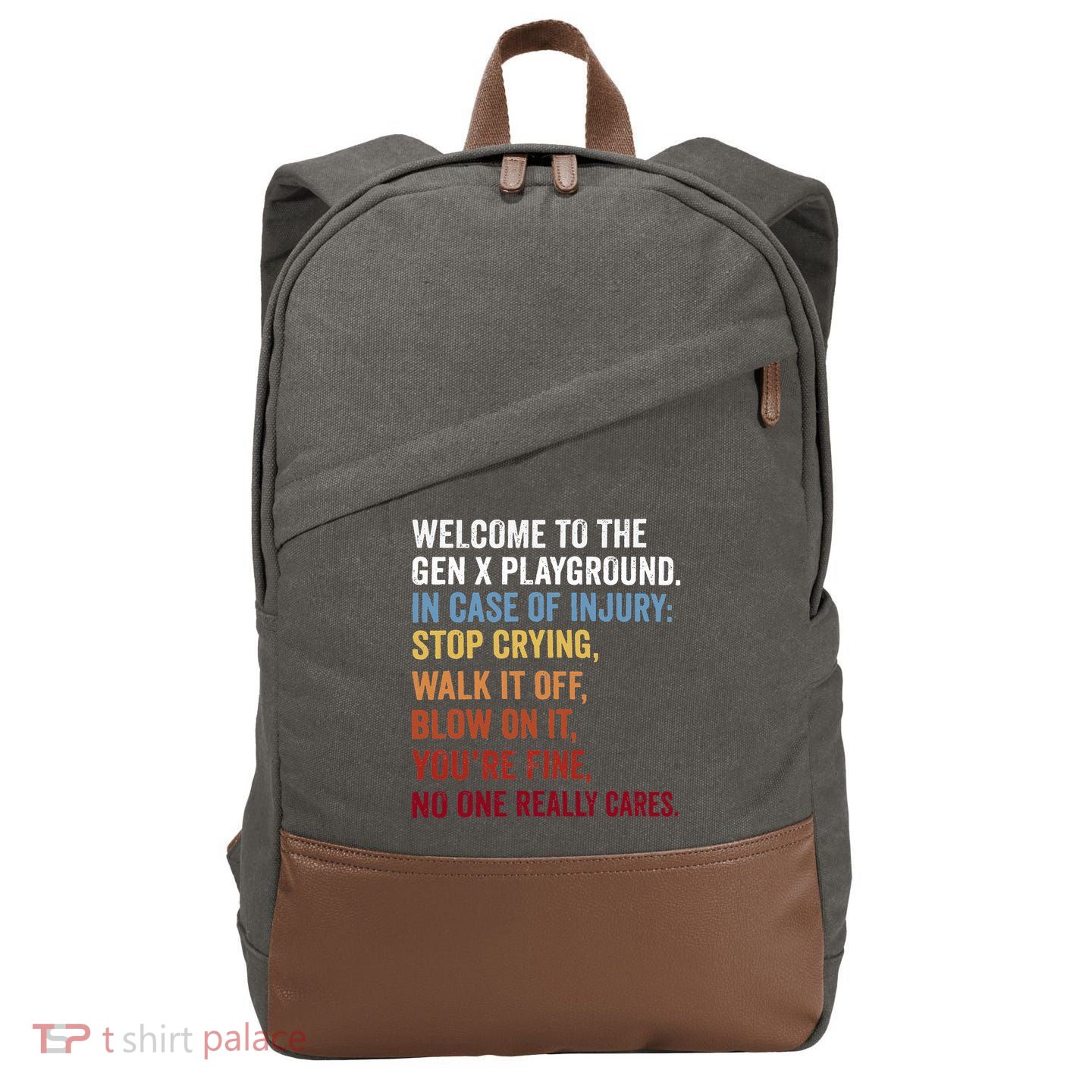 Welcome to the Gen X Playground Generation X 1980 Millennial Cotton Canvas Backpack