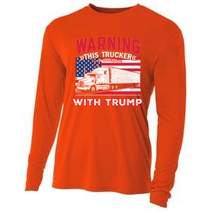 Warning This Trucker Stand With Trump Funny Trump Fans Gift Cooling Performance Long Sleeve Crew