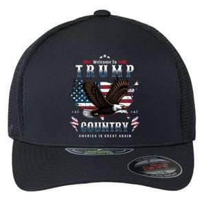 Welcome To Trump Country Usa Bald Eagle Flexfit Unipanel Trucker Cap