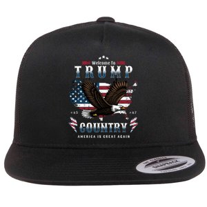 Welcome To Trump Country Usa Bald Eagle Flat Bill Trucker Hat